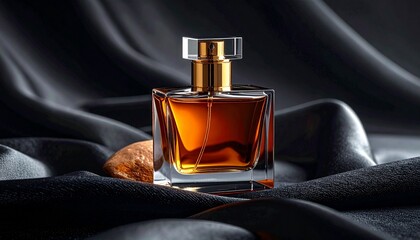 Elegant Perfume Bottle on Silky Fabric