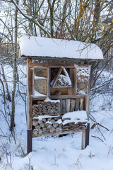 Insect hotel in winter