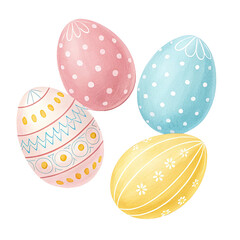 set of easter eggs ,isolated on transparent png