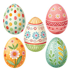 set of easter eggs ,isolated on transparent png