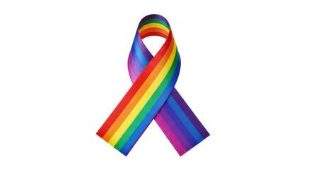 Vibrant rainbow colored awareness ribbon symbol isolated on transparent background