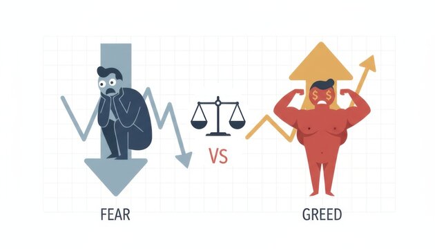 Fear Vs Greed in Finance Illustrating Emotional Extremes and Volatile Market Dynamics