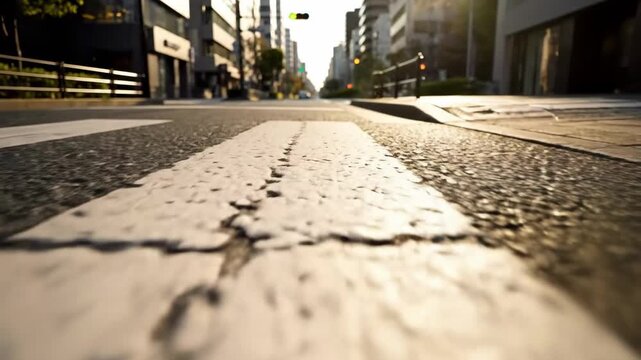 Cracked Asphalt Road Urban Infrastructure Damage Close up of cracked asphalt road surface symbolizing infrastructure damage