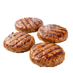 set of grilled hamburger meat ,isolated on transparent png