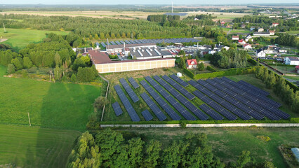 Solar panels generating power in nature environment