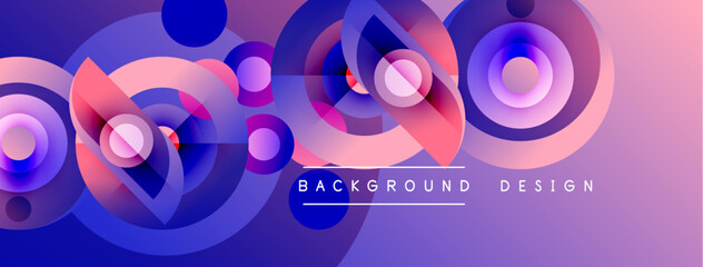 Fototapeta premium Abstract colorful circles overlap creating dynamic gradient background. Modern design elements suggest innovation, technology.