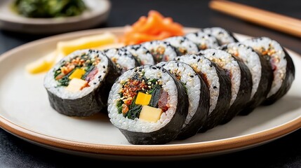 kimbap, Korean seaweed rice roll