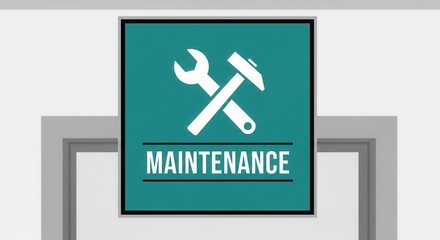 Fototapeta premium Maintenance Signage Depicting Tools with a Modern Design and Clean Color Scheme