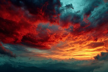 Vibrant Colors Dance Across the Sky, Revealing a Tale of Nature's Drama Generative AI