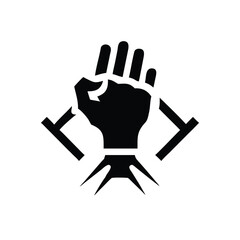 Modern Fitness Logo with Hand and Dumbbells Symbol