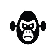 Gorilla Fitness Logo Design with Dumbbells