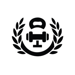Gym Logo with Kettlebell and Laurel Wreath Emblem