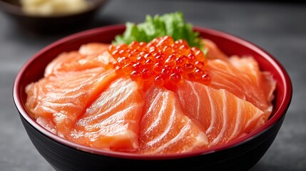 salmon donburi, Japanese salmon rice bowl