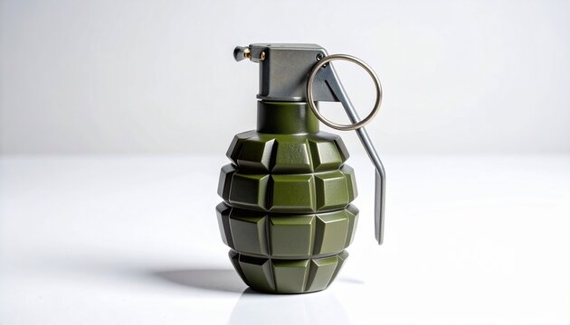 "Military-style fragmentation grenade with textured surface."