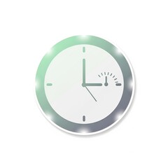 Modern Minimalist Clock with Green Accent on White Background