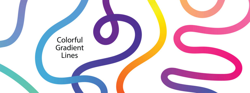Colorful curved line. Abstract gradient wavy lines pattern. gradient line on a white background.
