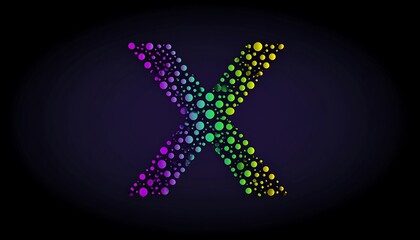 Fototapeta premium Graphic of a capital letter formed by colorful, overlapping circles on dark background