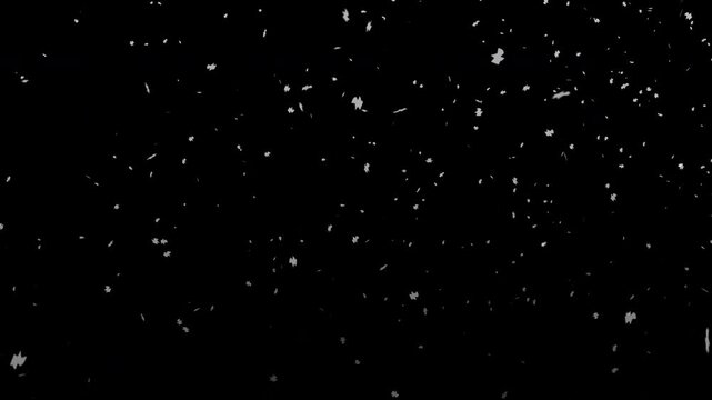 4k stock, snowfall overlay, black background. Winter holiday, realistic snow fall effect.