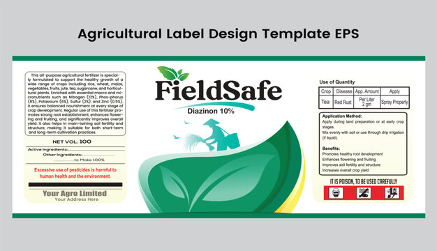 Agricultural Pesticide Bottle Label Design for Product Packaging