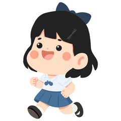 Obraz premium Cheerful Girl Running in School Uniform