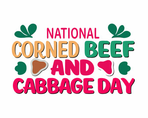 Fototapeta premium National Corned Beef and Cabbage Day Typography with Irish Food Elements Vector
