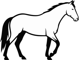 Fototapeta premium A black and white illustration of a horse in motion