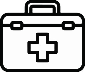 Obraz premium A black and white outline of a medical kit or first aid box with a cross