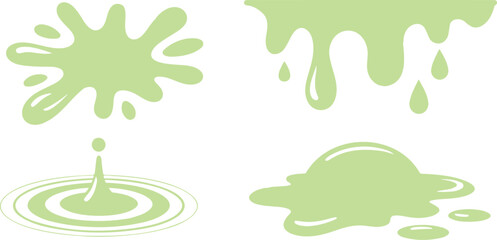 Green Slime Splat Outline Icon Set  Drips and Goo Collection