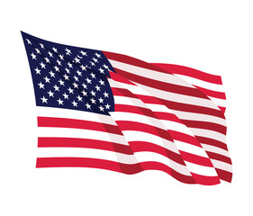 Fototapeta premium USA waving flag. American national symbol isolated on white background. Banner design element