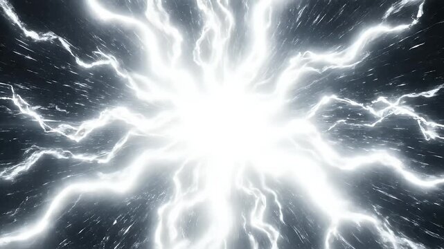 A bright, white burst of energy with electric streaks radiating outwards