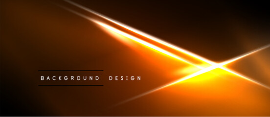 Obraz premium Abstract orange lines intersect dark background. Bright glow creates dynamic visual effect. Modern design element for presentations.