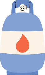 Hand draw blue propane gas tank illustration
