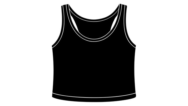 A black tank top with white trim is displayed against a plain background from a front viewpoint