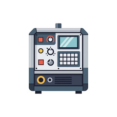 Industrial Control Panel Machine with Screen and Buttons - Vector Illustration