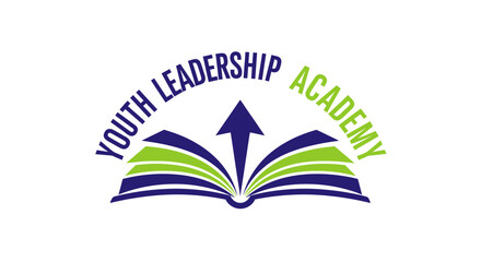 Youth Leadership Academy logo with open book and upward arrow symbolizing growth and education.
