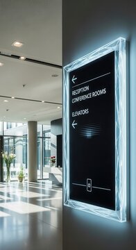 Modern Illuminated Directional Signage Guiding Visitors Through Contemporary Architectural Spaces
