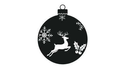 Black circle with a snowflake and bird shape striking silhouette