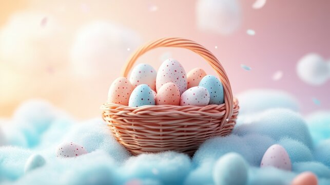 Happy Easter day with Colorful Easter eggs,Spring holiday,Happy easter eggs,festive clip art,Happy Easter greeting card, poster, banner template,april festive concept.
