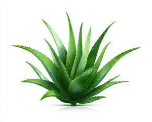 Fototapeta premium Vibrant green aloe vera plant isolated on white.