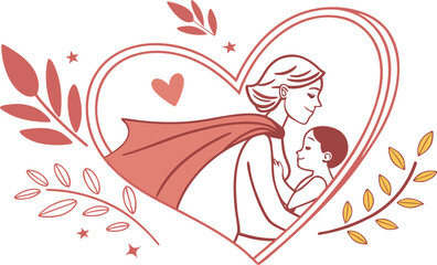 Vector illustration of a fun cartoon angel girl with a heart wearing a summer dress by the sea as a beautiful art drawing for people in love