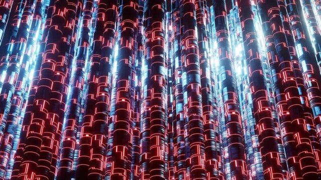 Big data flow visualization with blockchain technology for data science presentations, fintech videos, and tech company content. High-speed internet concept. 4K loop.