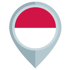 Fototapeta premium Indonesia map location pin icon with national flag. map location pin icon featuring the national flag of Indonesia. Location pin with Italian flag for travel and navigation design.