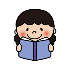 本を読むふわふわの天パの子供（女の子）