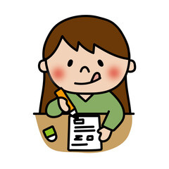 テストを受ける元気で明るい子供（女の子）