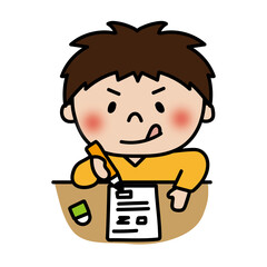 テストを受ける元気でやんちゃな子供（男の子）