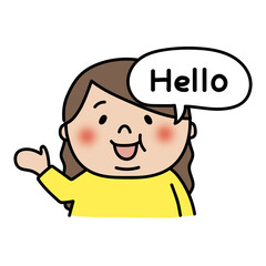 英語を話すぽっちゃりしたロングヘアの子供（女の子）