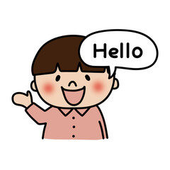 英語を話す大人しいマッシュヘアの子供（男の子）