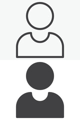 User profile avatar icon set in line outline and solid style. Editable stroke vector icon, account sign and symbol. User icon for login and member interface.