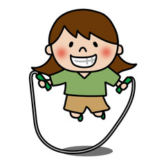縄跳びをする元気で明るい子供（女の子）