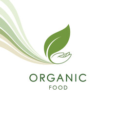 Obraz premium Organic Food Logo Design with Green Leaves.